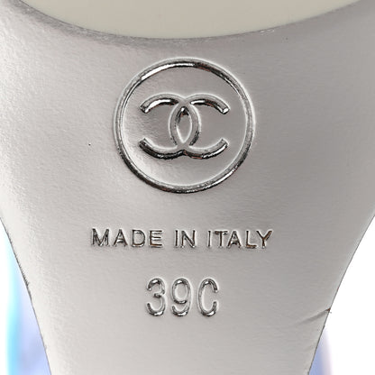 Chanel Laminated Calfskin Wedge Mules 39 Blue Purple 6 of 11