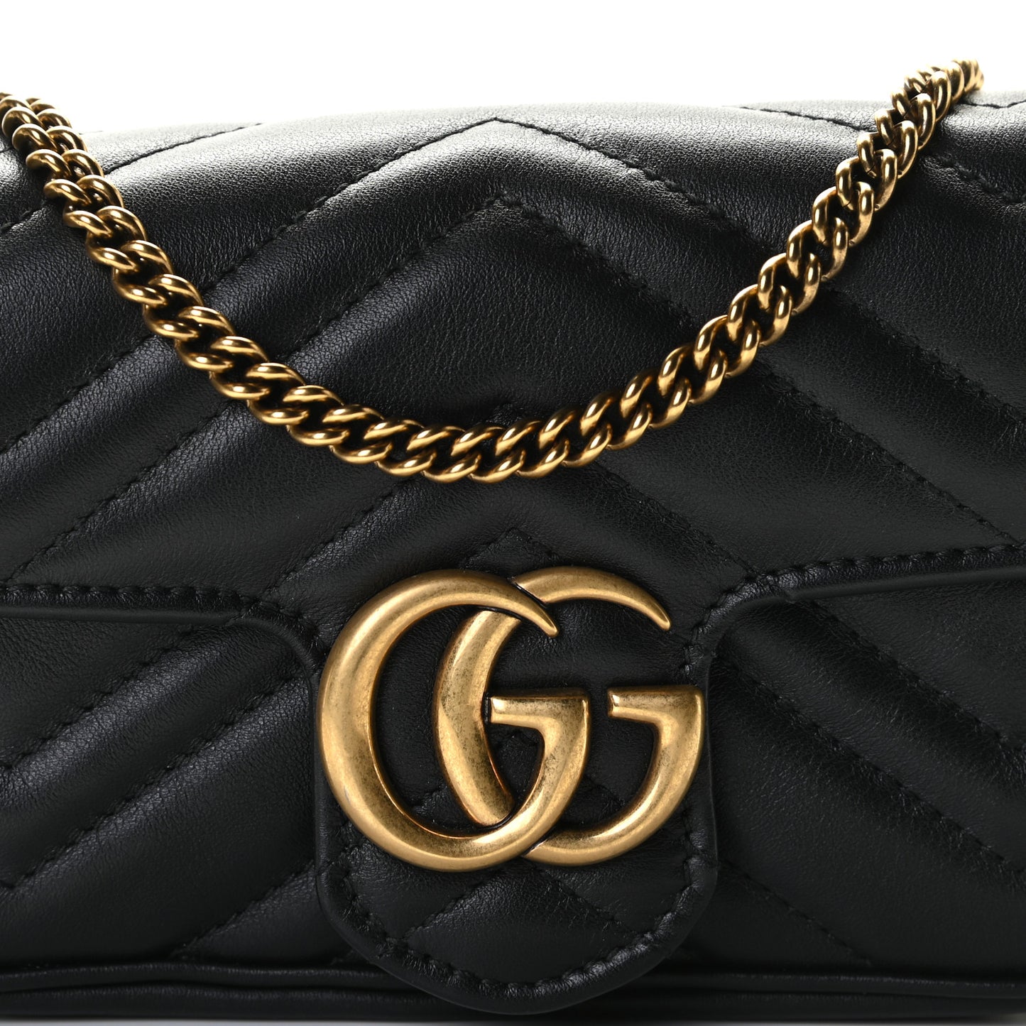 Calfskin Matelasse Super Mini GG Marmont Shoulder Bag Black