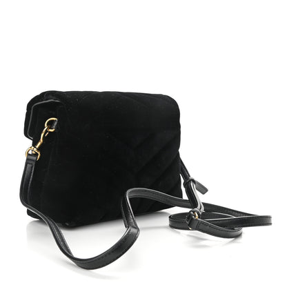 Saint Laurent Velvet Y Quilted Monogram Toy Loulou Chain Satchel French Black 3 of 11