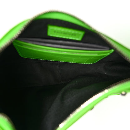 Balenciaga Extra Supple Calfskin Crocodile Embossed Le Cagole Mini Purse With Chain Acid Green 5 of 9