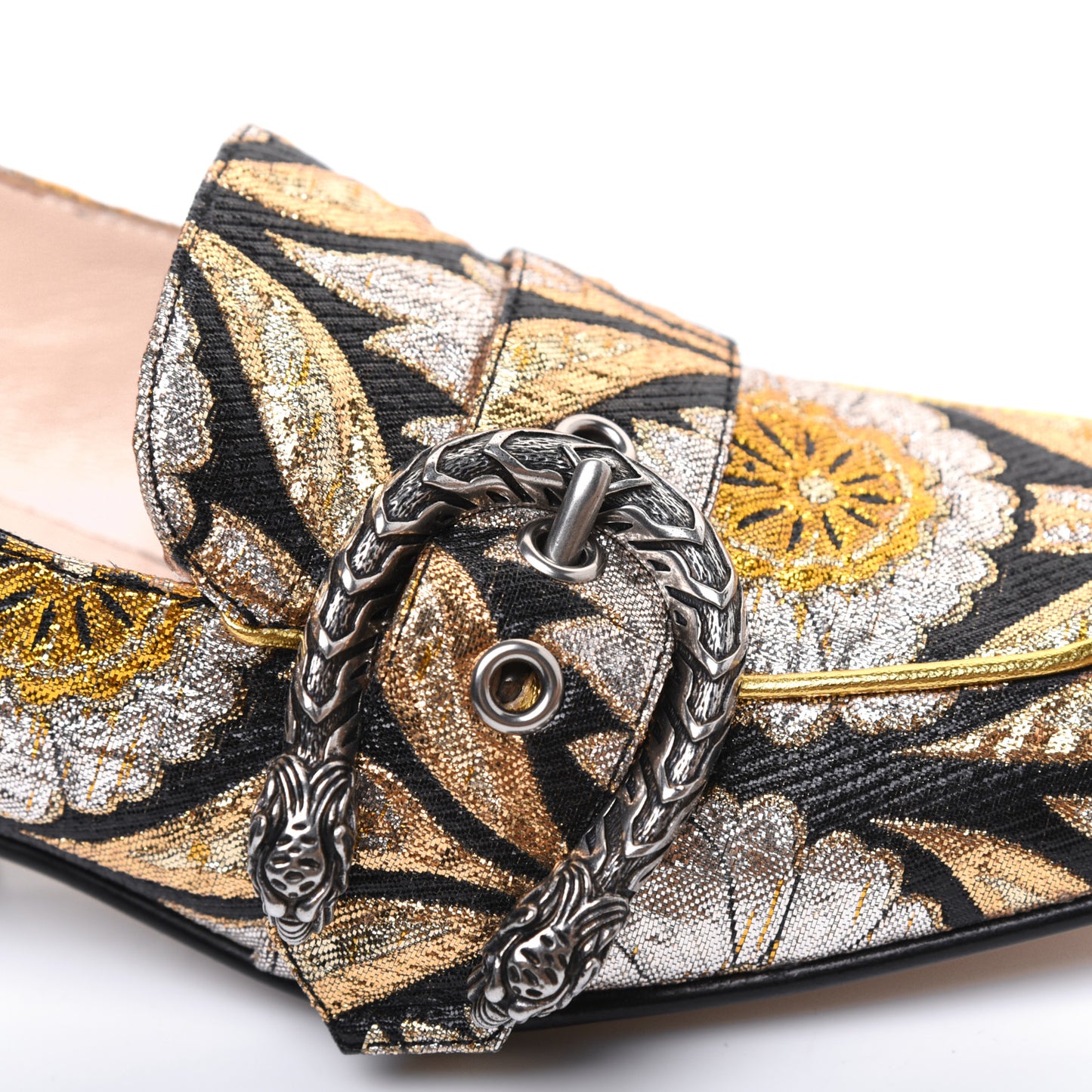 Brocade Floral Jacquard Dionysus Loafers 35.5 Black