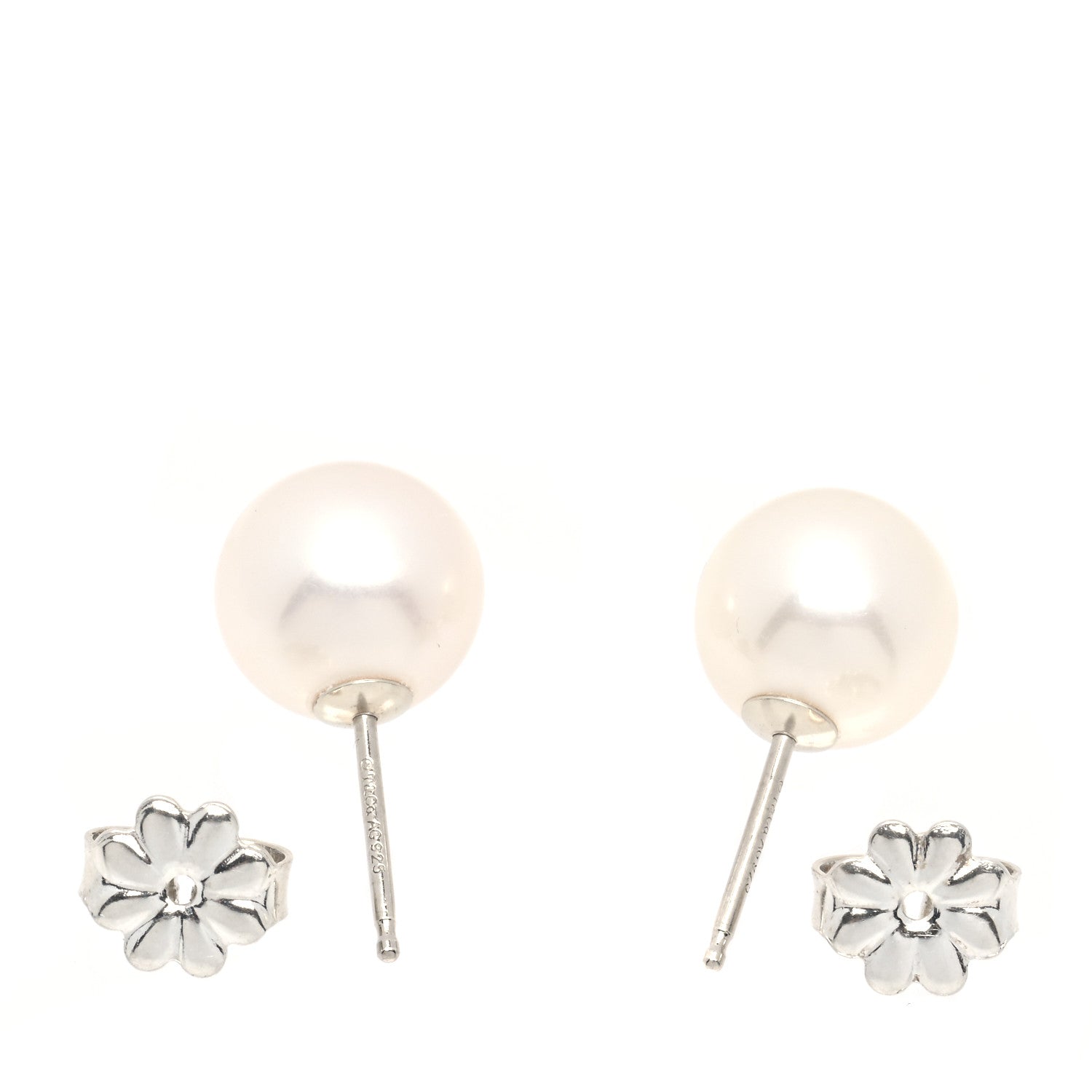 Tiffany Sterling Silver Freshwater Pearl 8-9mm Ziegfeld Earrings 4 of 4