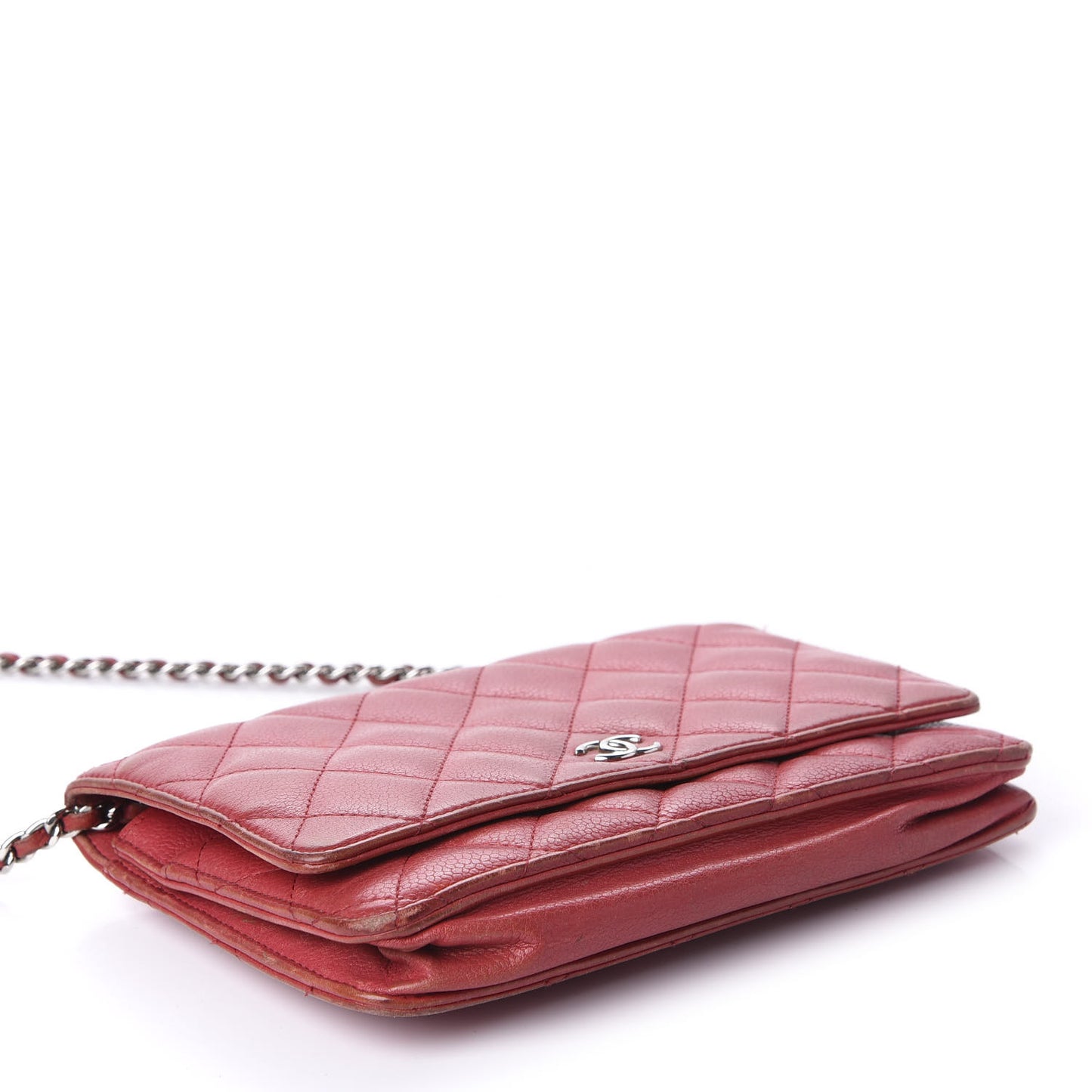 Caviar Quilted Wallet on Chain WOC Red