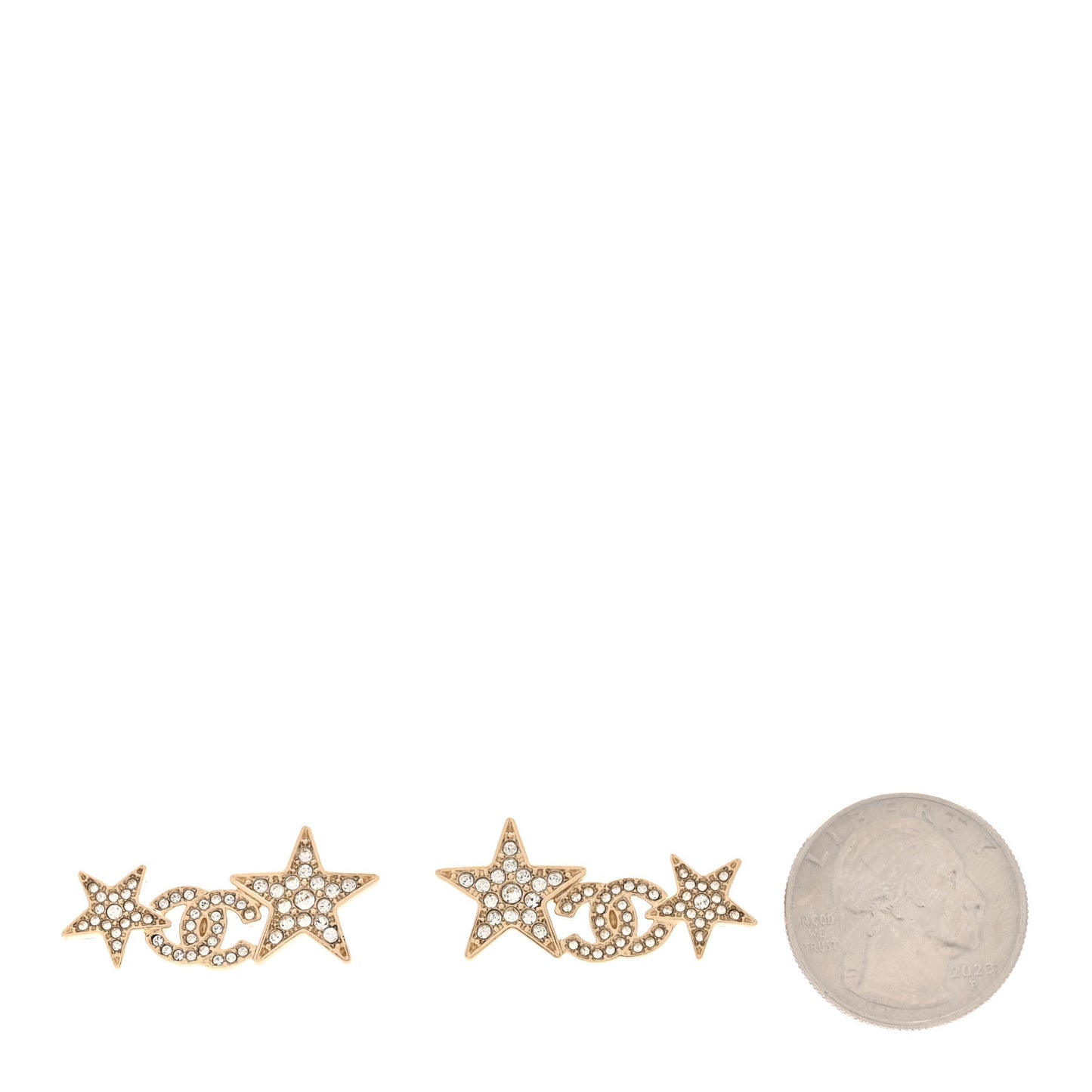 Crystal Star CC Earrings Gold