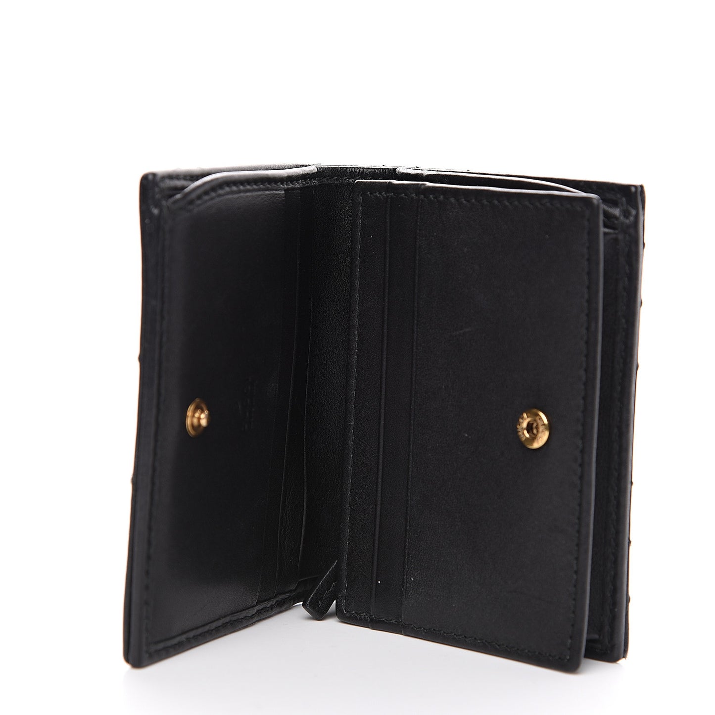 Calfskin Matelasse Cicada Stud GG Marmont Card Case Wallet Black