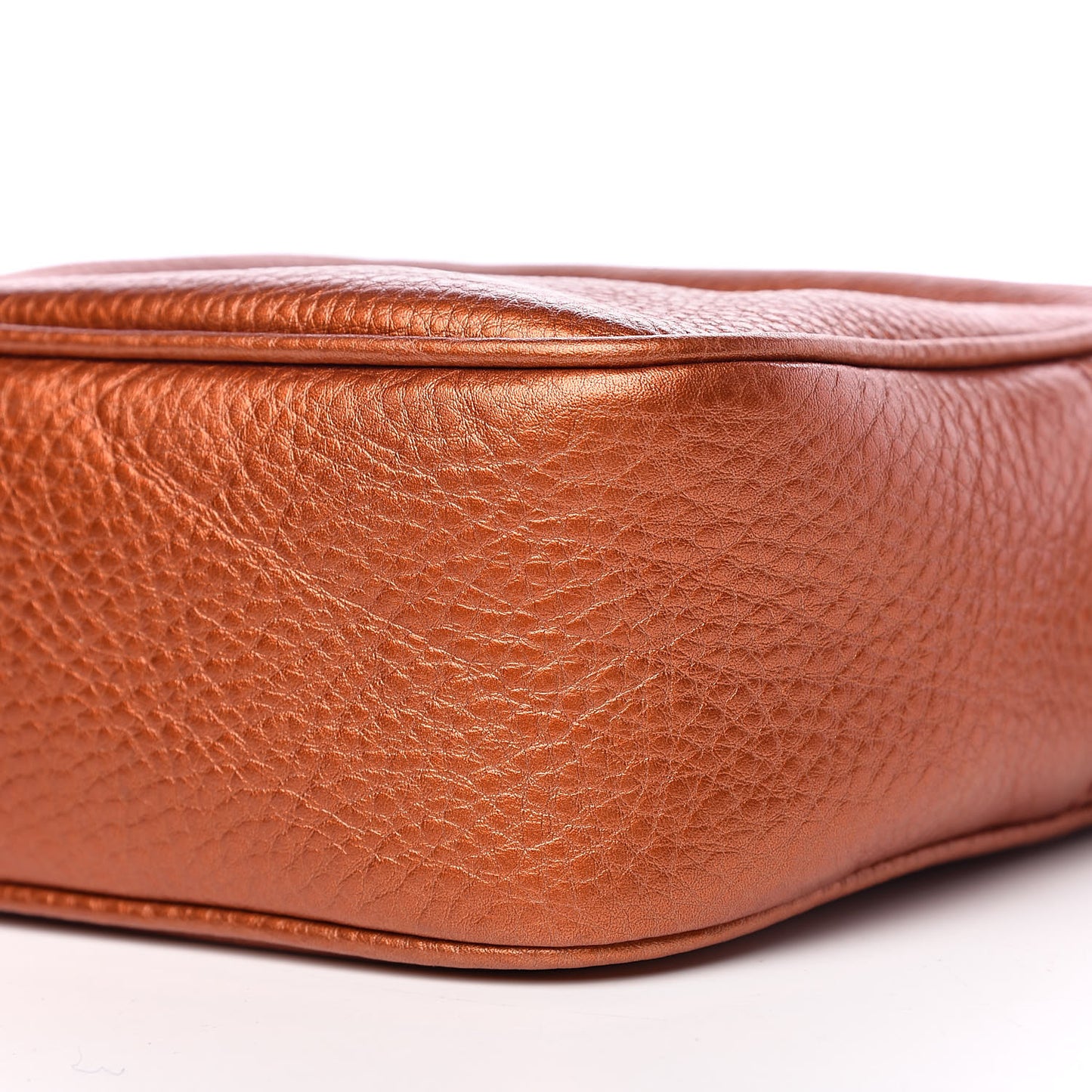 Metallic Pebbled Calfskin Small Soho Disco Bag Burnt Orange