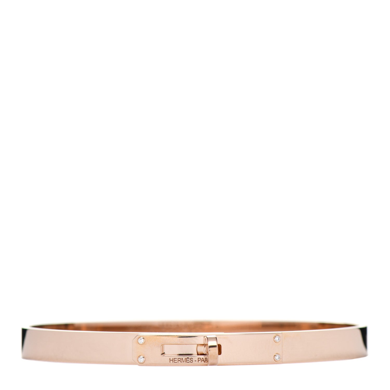 Hermes 18K Rose Gold Diamond PM Kelly Bracelet LG 1 of 4