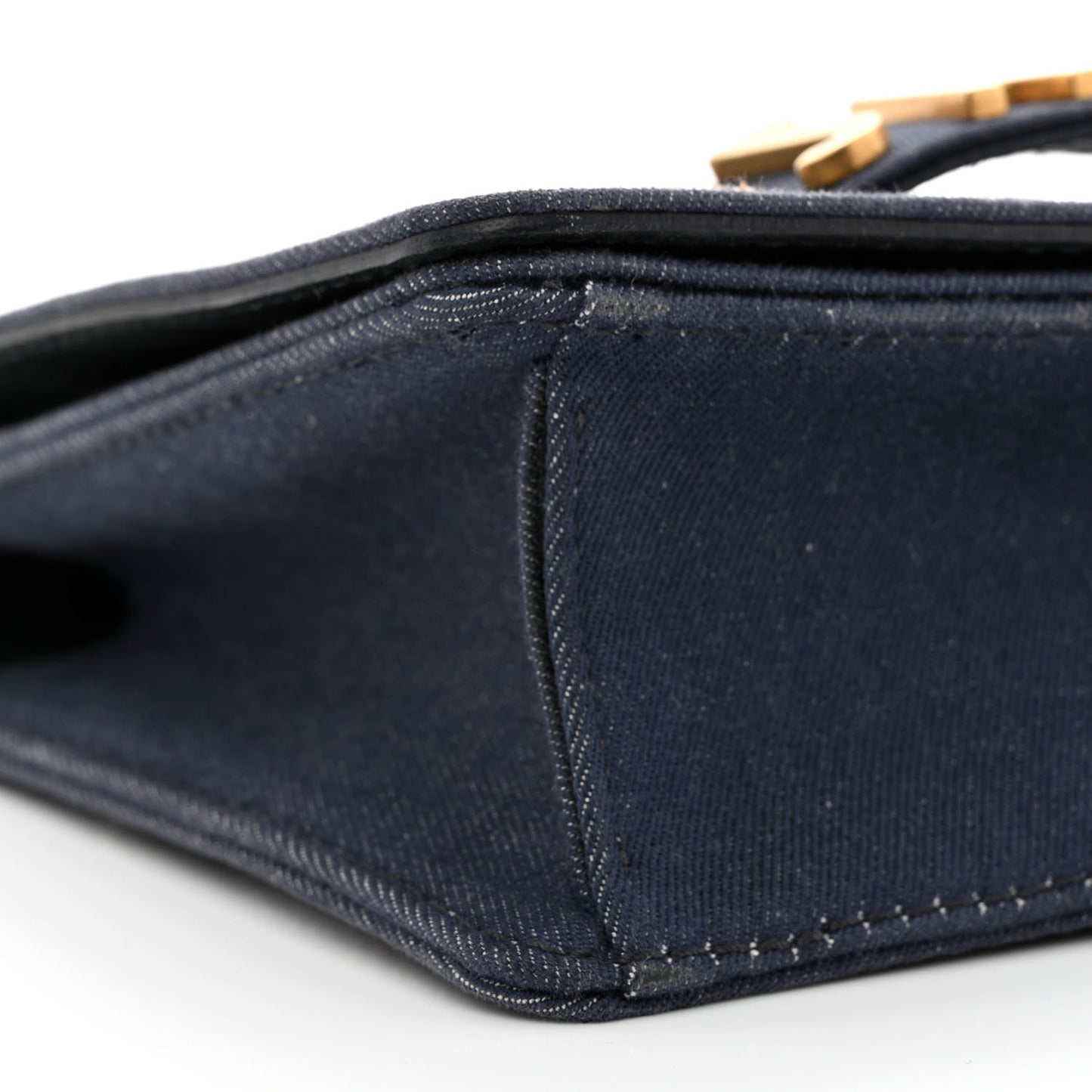 Denim Bead Embroidered J'Adior Chain Flap Bag Blue Multicolor