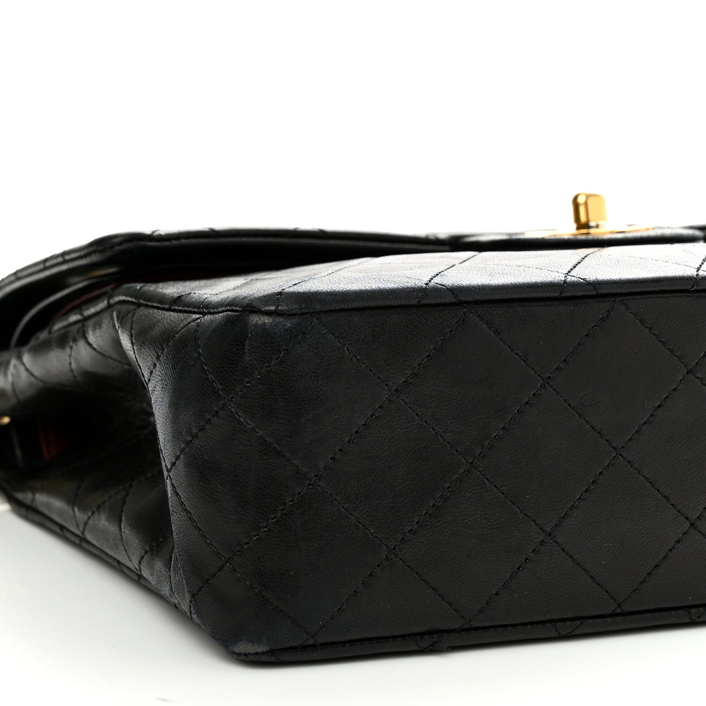 Lambskin Quilted Medium Double Flap Black