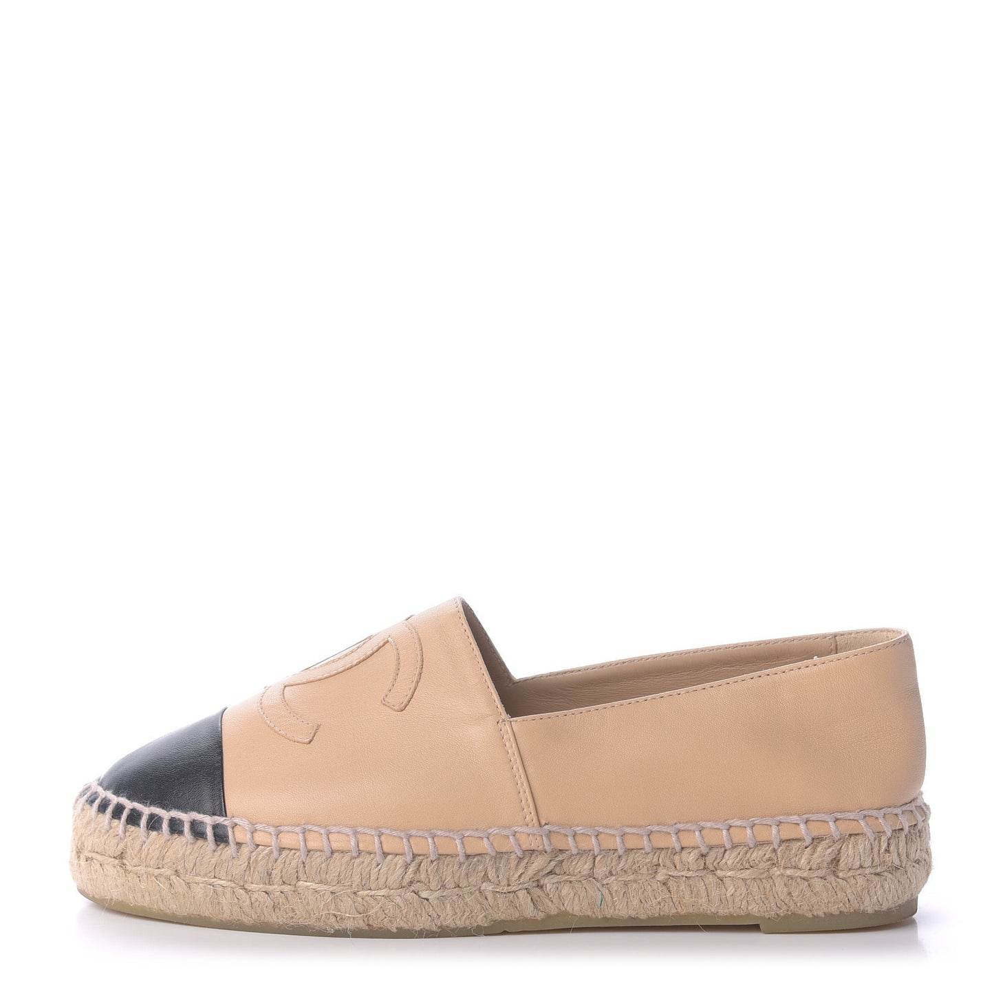 Lambskin CC Espadrilles 35 Beige Black