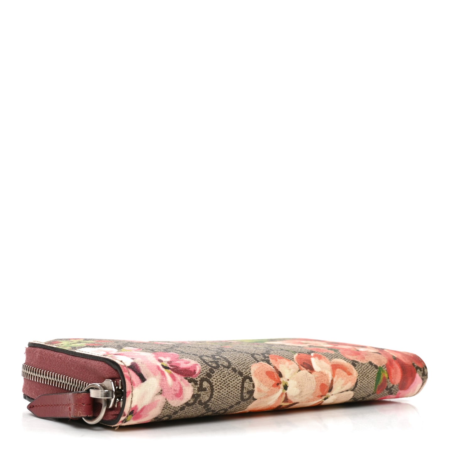 GG Supreme Monogram Blooms Zip Around Wallet Beige Multicolor Dry Rose