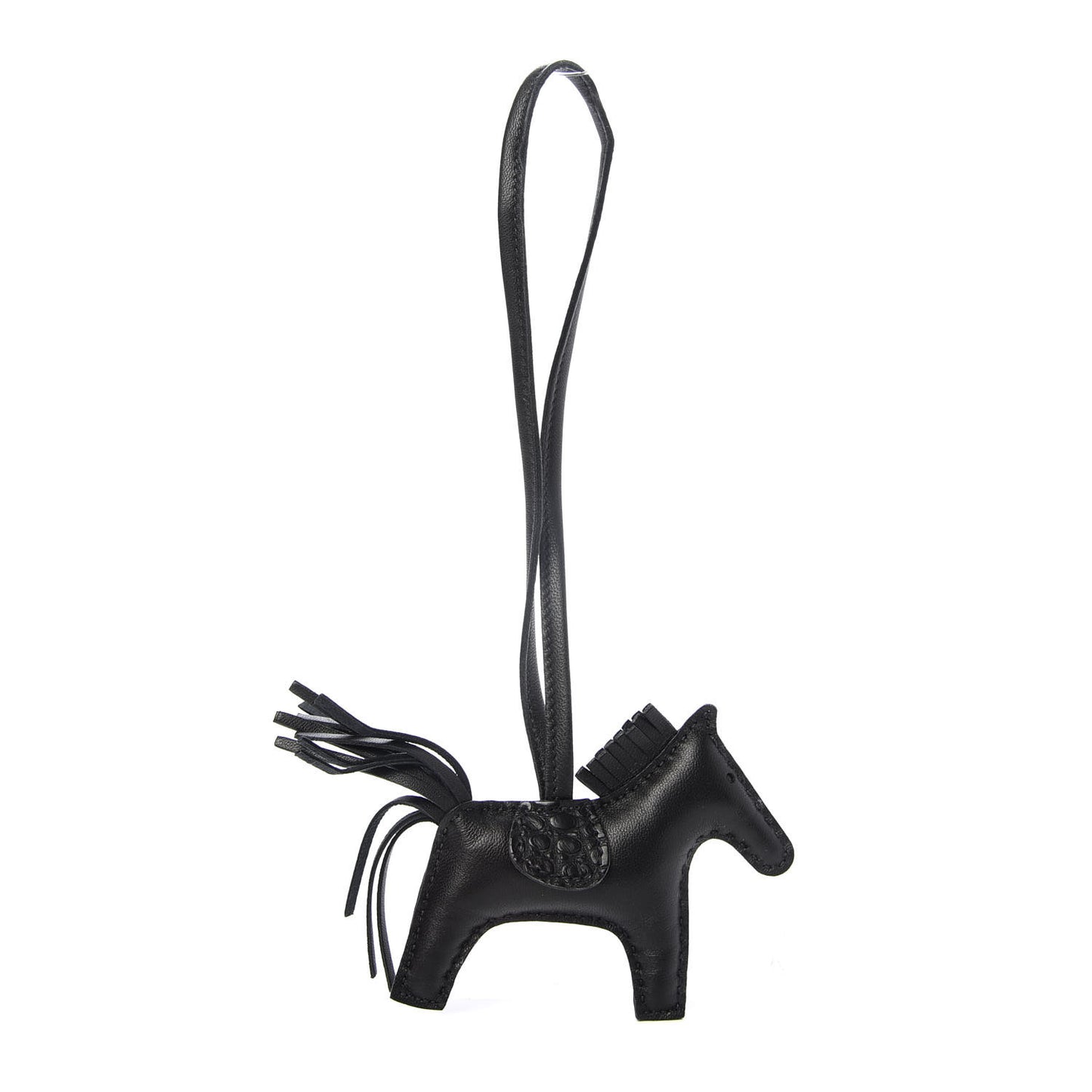 Milo Lambskin Matte Alligator Touch Grigri Rodeo Horse Bag Charm PM So Black