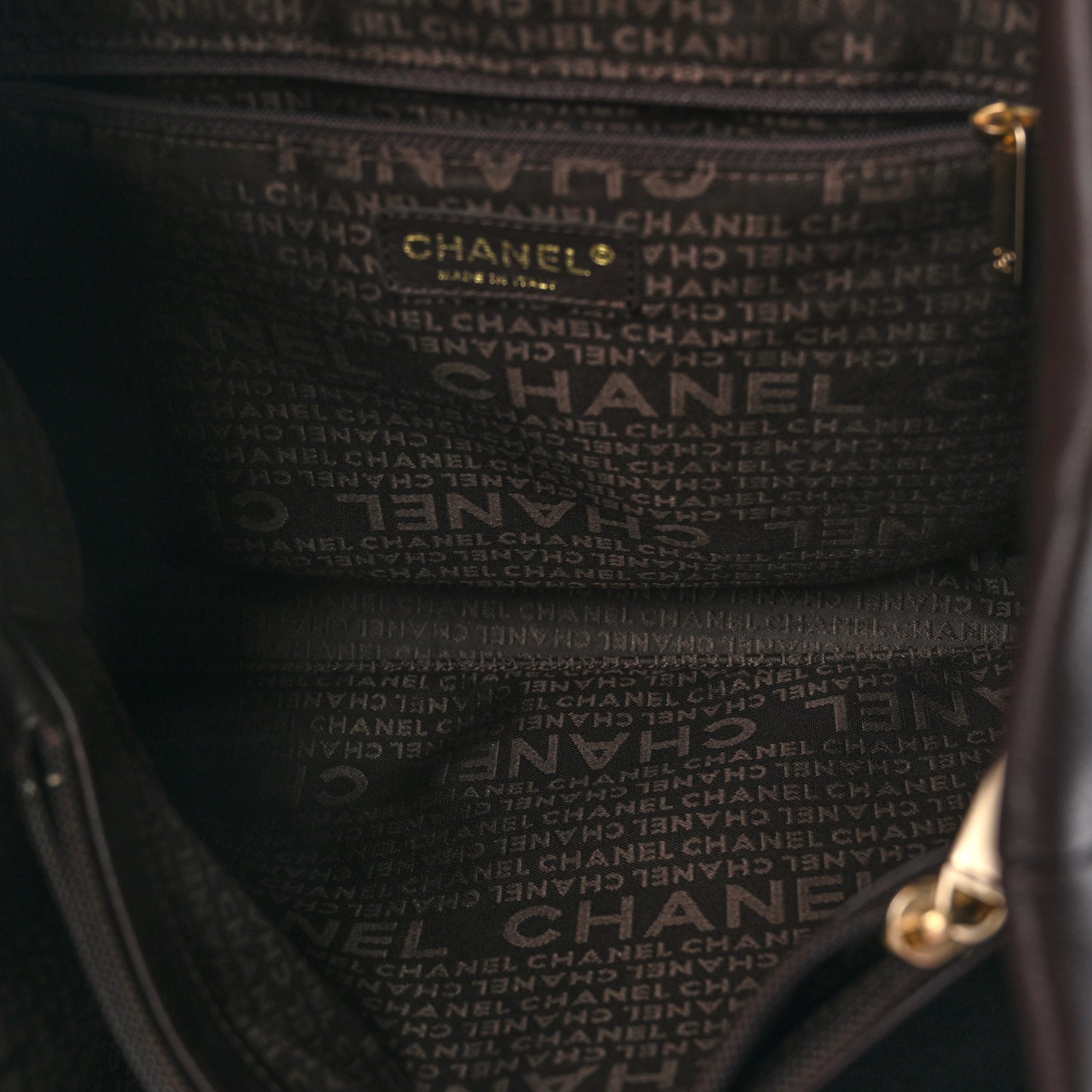 Caviar CC Stitched Tote Dark Brown