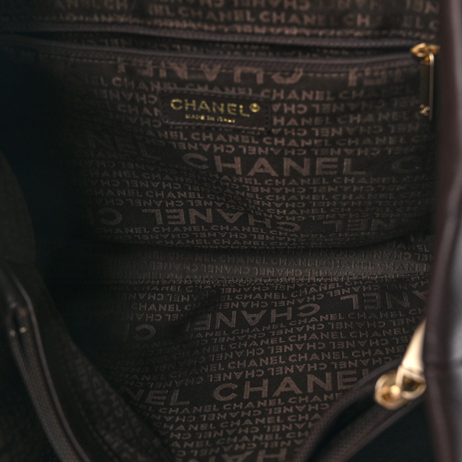 Chanel Caviar CC Stitched Tote Dark Brown 5 of 12
