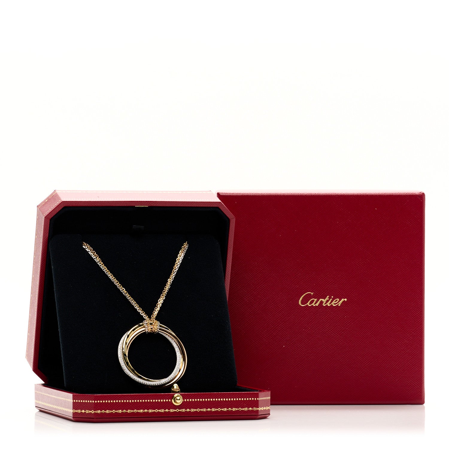 Cartier 18K Pink Yellow White Gold Diamond Black Lacquer Trinity Panthere De Cartier Pendant Necklace 5 of 5