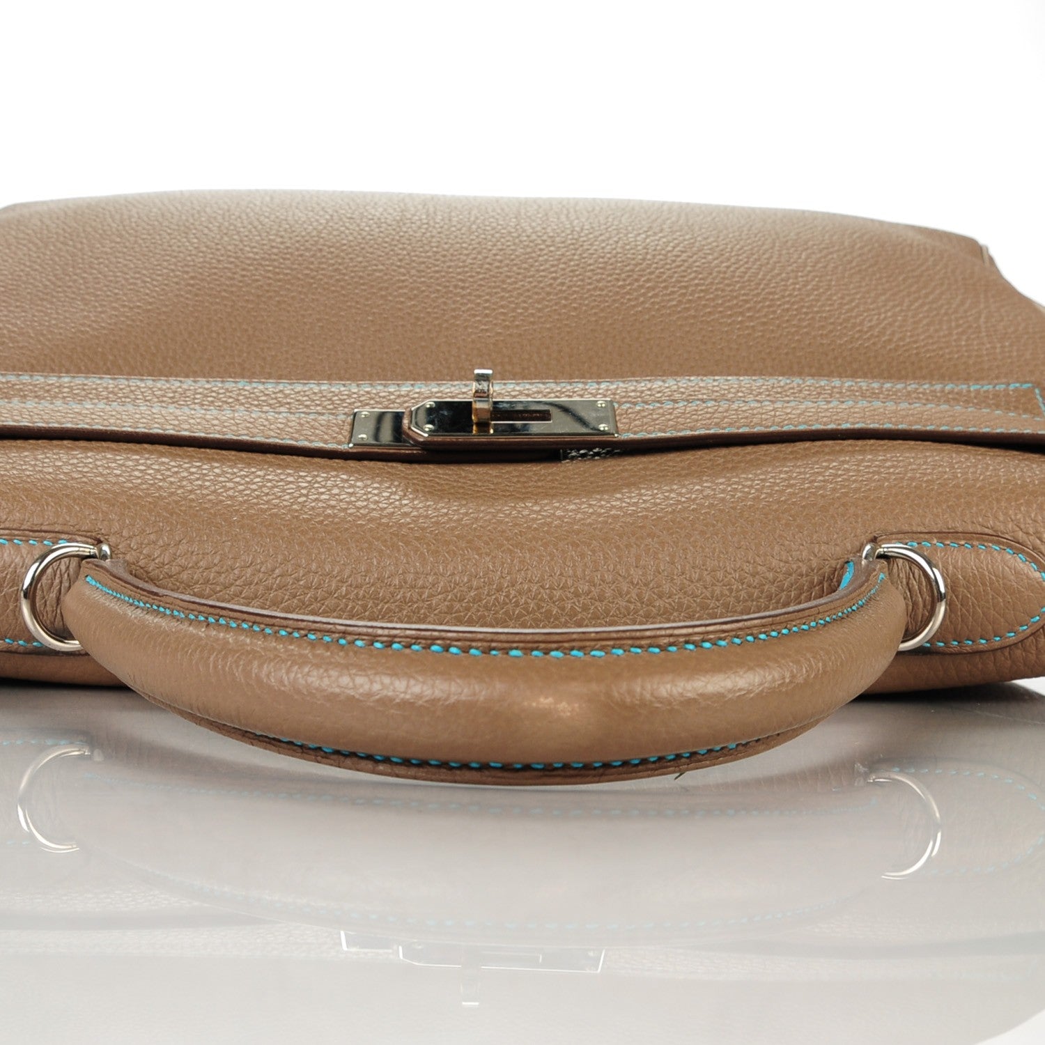 Hermes Togo Kelly Retourne Eclat 35 Etoupe Bleu Azteque 11 of 23