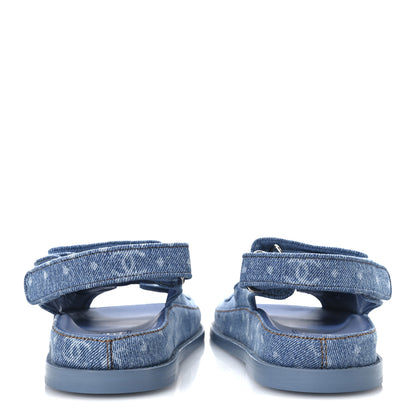 Chanel Printed Denim CC Dad Sandals 37.5 Light Blue 6 of 13