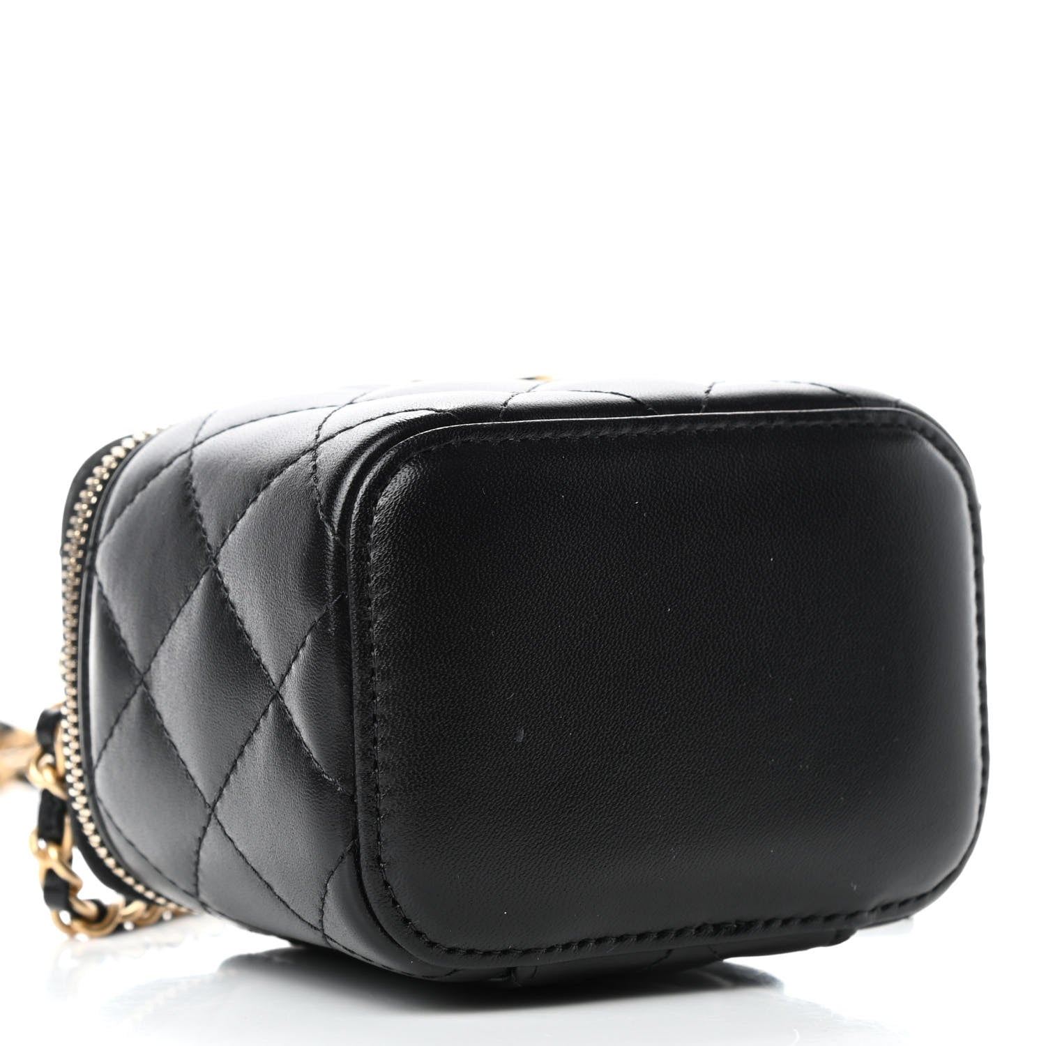 Chanel Lambskin Quilted Top Handle Mini Vanity Case With Chain Black 3 of 4