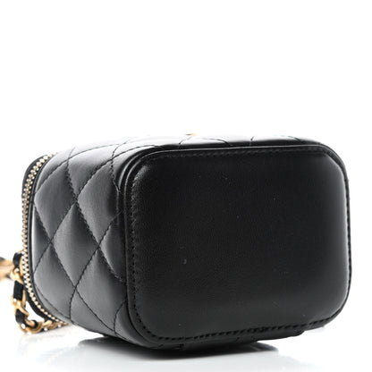 Chanel Lambskin Quilted Top Handle Mini Vanity Case With Chain Black 3 of 4