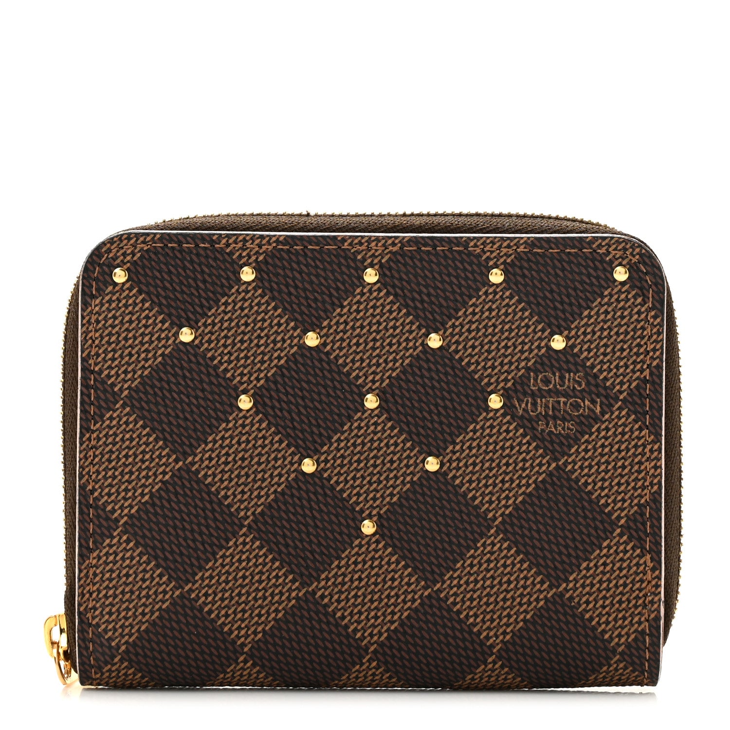 Louis Vuitton Damier Ebene Studded Zippy Coin Purse Rose Ballerine 1 of 9