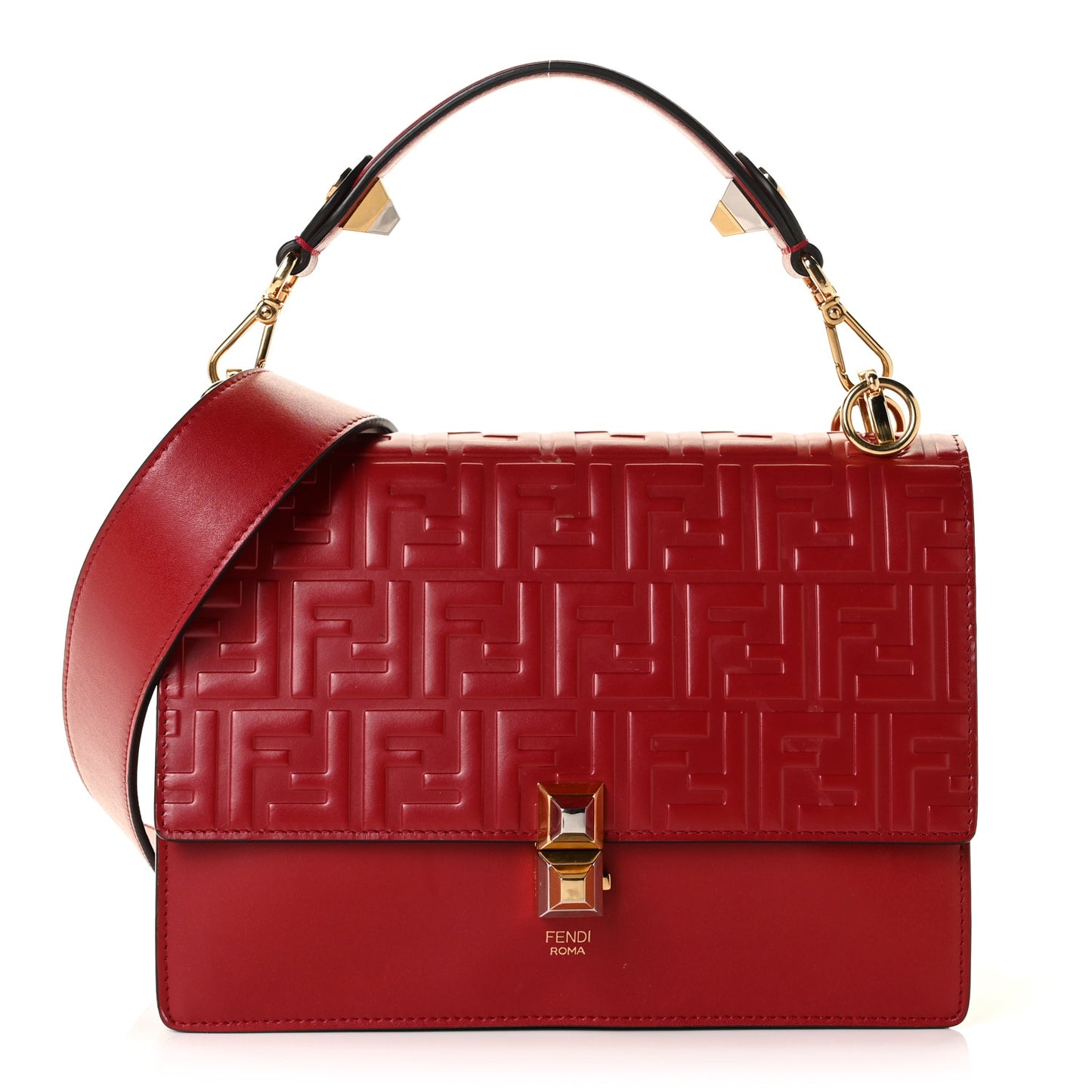 Vitello Liberty FF 1974 Embossed Kan I Shoulder Bag Fragola