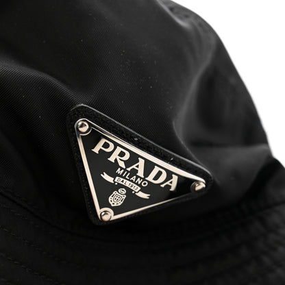 Prada Re-Nylon Metal Triangle Logo Mens Bucket Hat XL Black 9 of 9