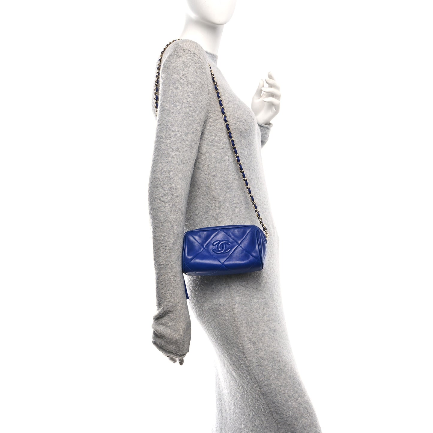 Lambskin Diamond Quilted Small Shoulder Bag Blue