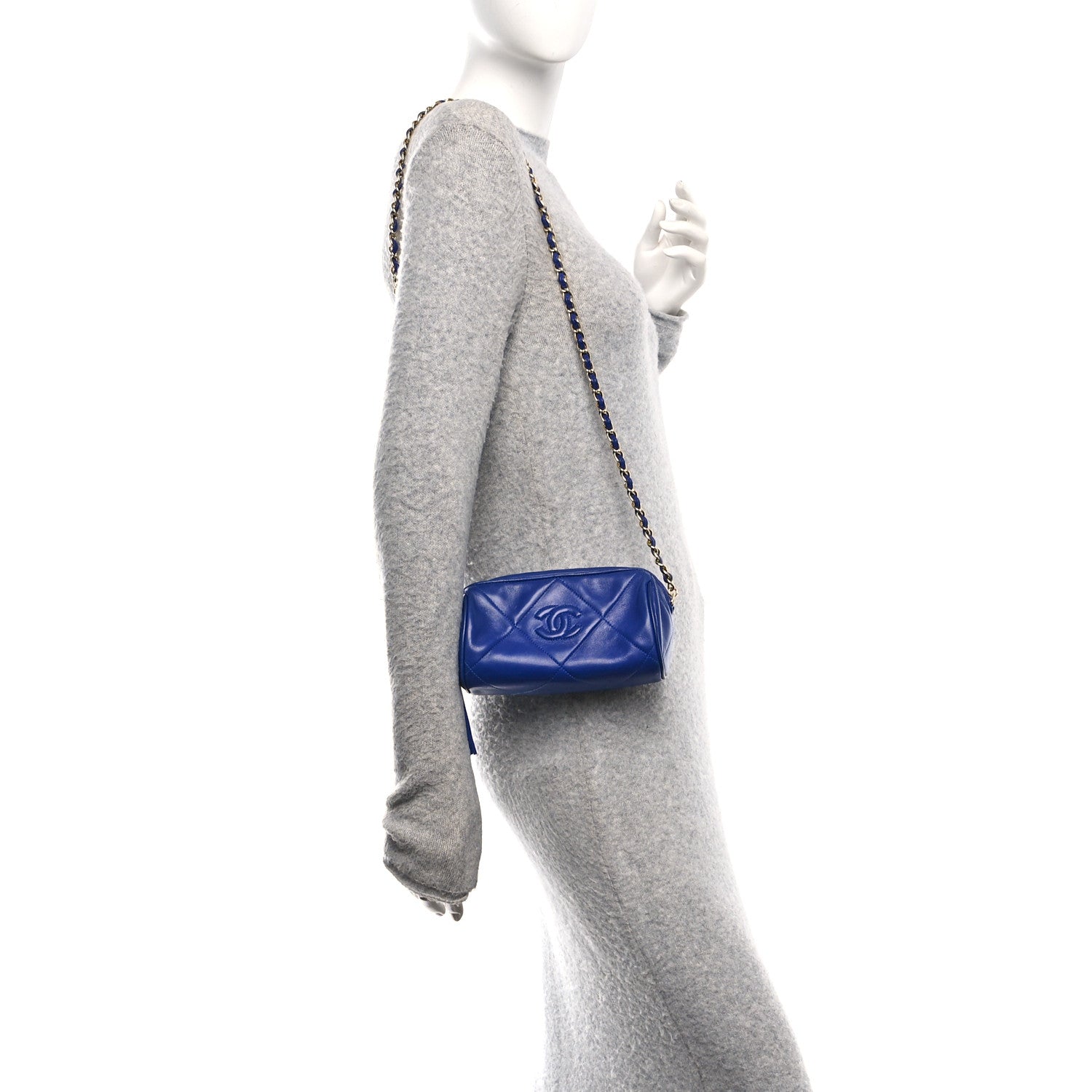 Chanel Lambskin Diamond Quilted Small Shoulder Bag Blue 2 of 12