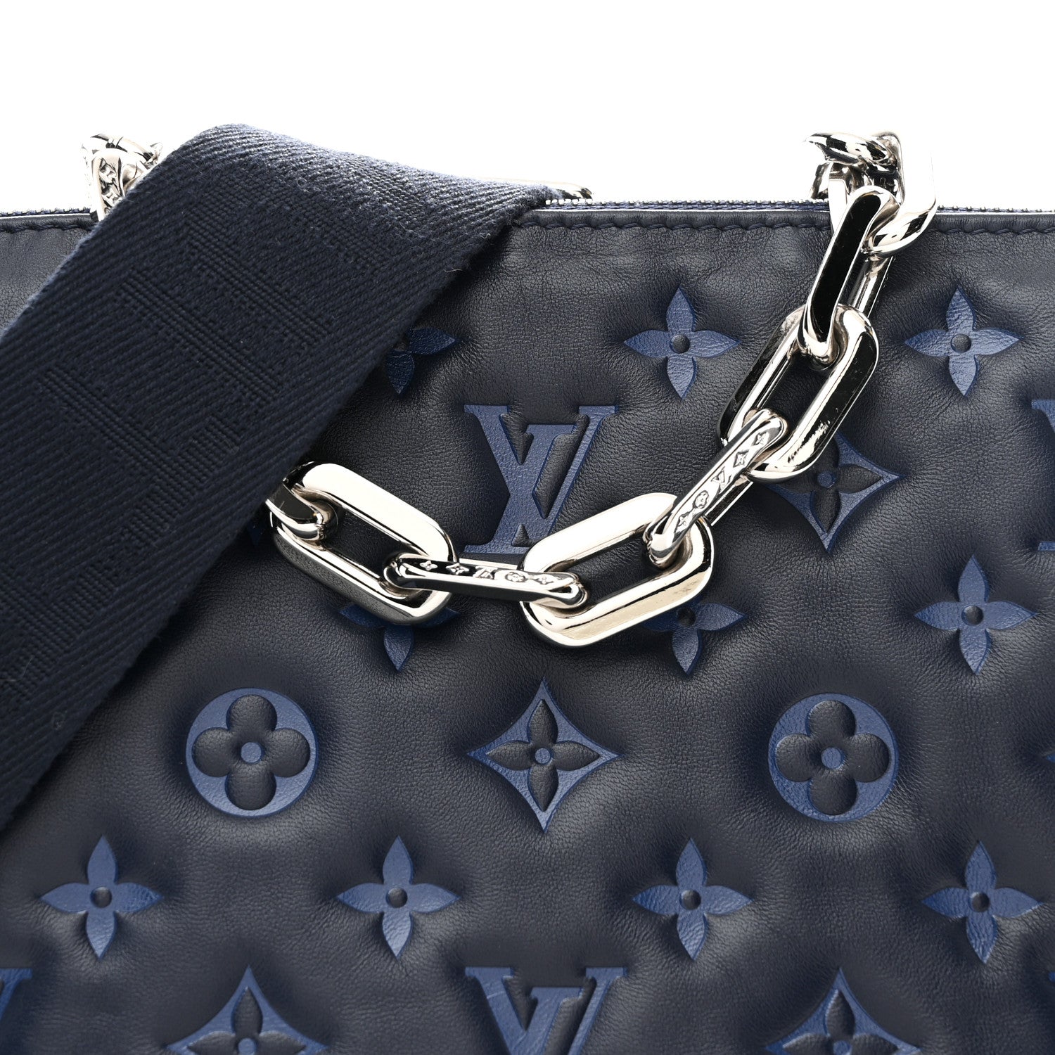 Louis Vuitton Lambskin Embossed Monogram Coussin PM Navy 16 of 21