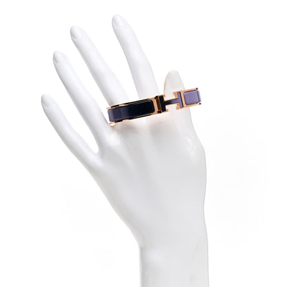 Hermes Enamel Narrow Fusion Clic Clac H Bracelet GM Lilas Ultramarine 2 of 5