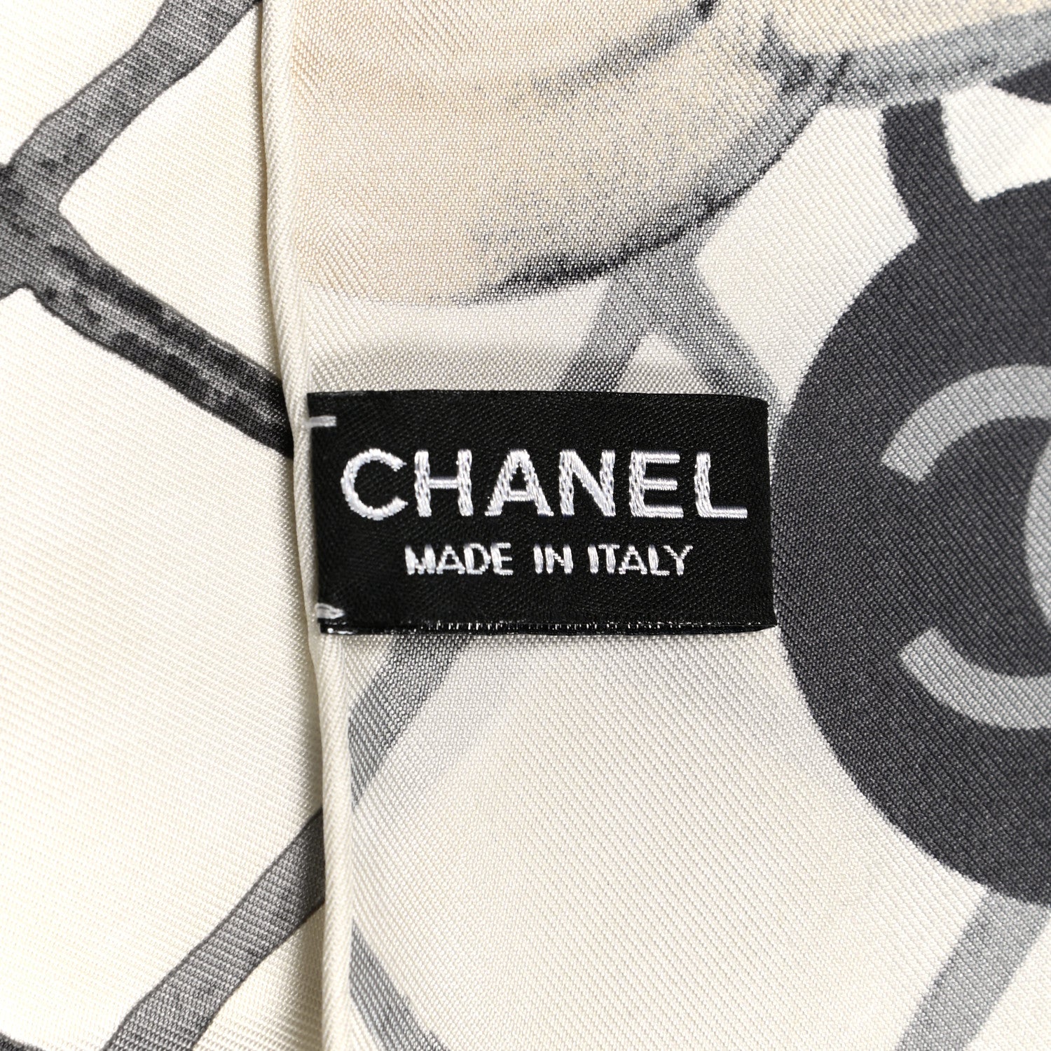 Chanel Silk Camellia CC Square Scarf Ivory 3 of 4