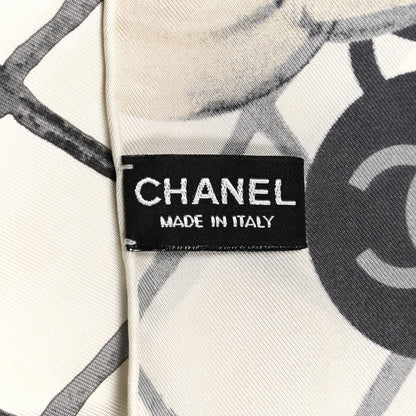 Chanel Silk Camellia CC Square Scarf Ivory 3 of 4