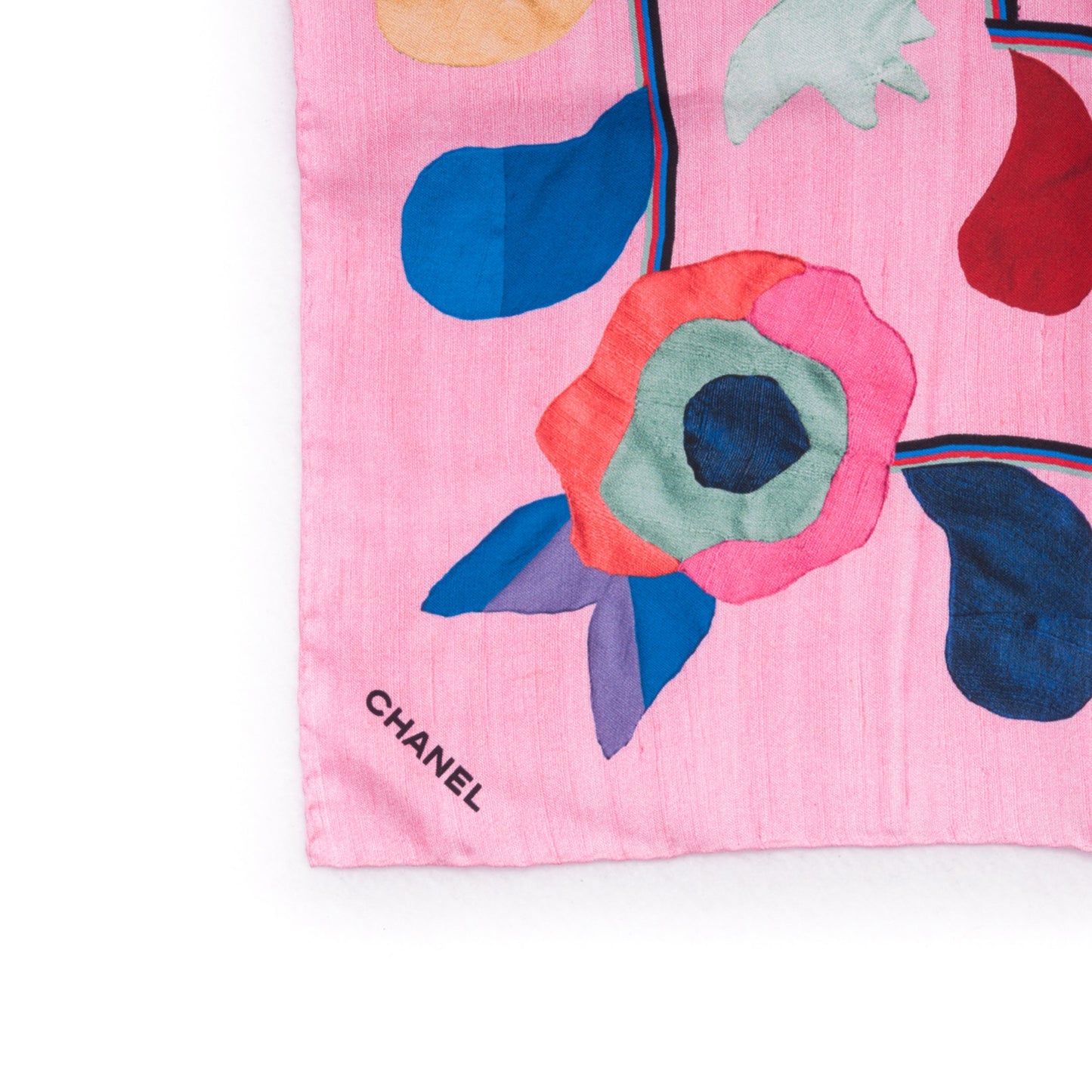 Silk CC Flower Square Scarf Pink