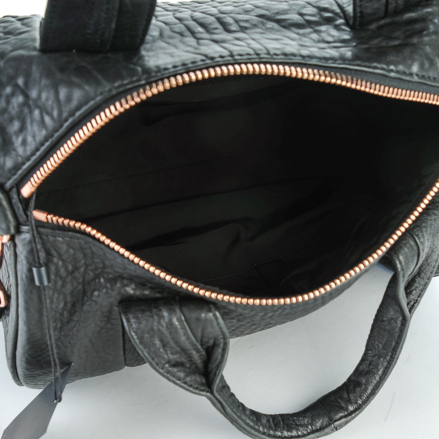 Pebbled Lambskin Rocco Black Rose Gold Hardware