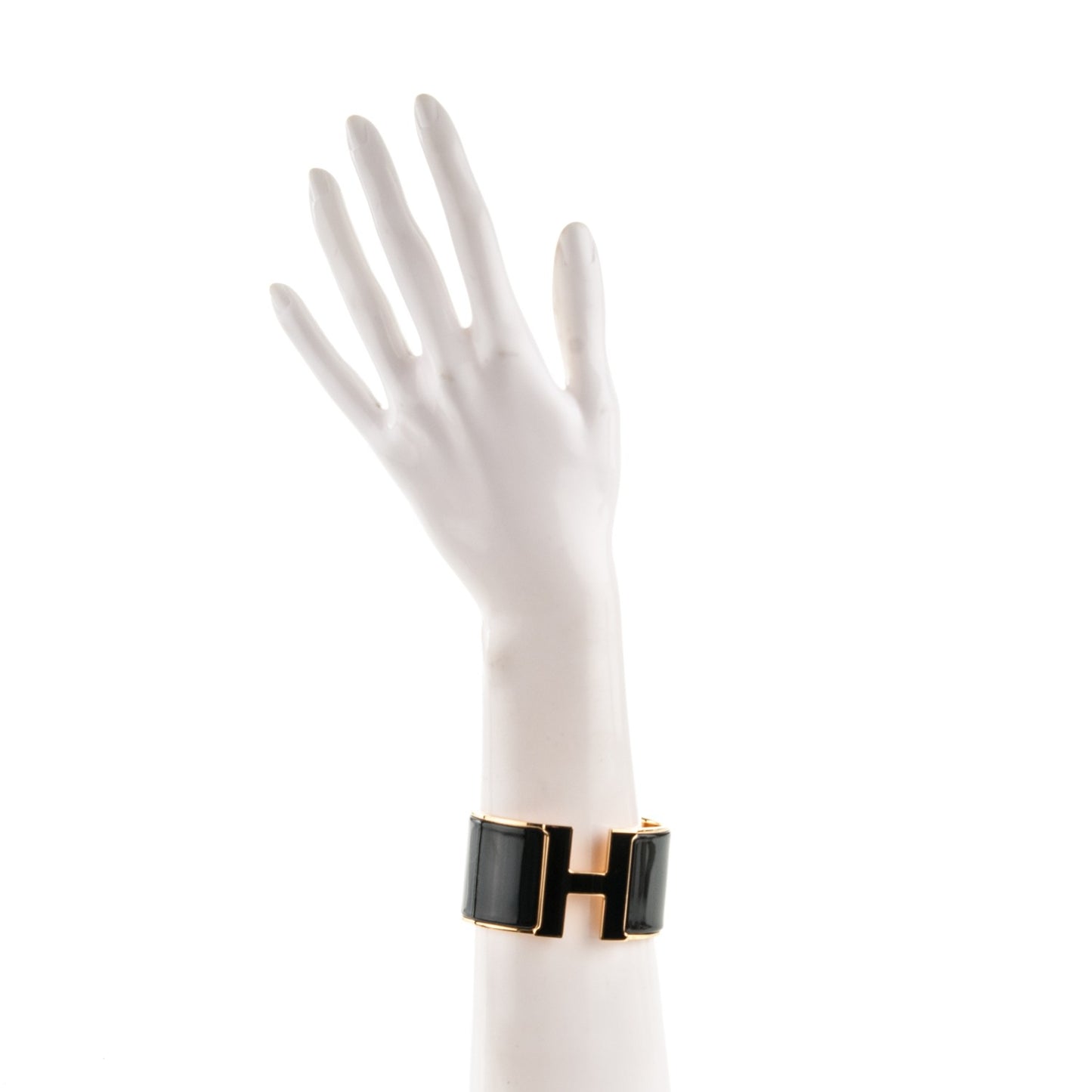Enamel Extra Wide Clic Clac H Bracelet GM Black