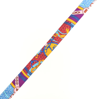 Hermes Silk La Promenade Du Matin Twilly Bleu Fuchsia Rouge 4 of 4
