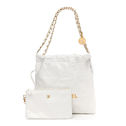 Chanel Shiny Calfskin Quilted Small Chanel 22 White 3 of 12