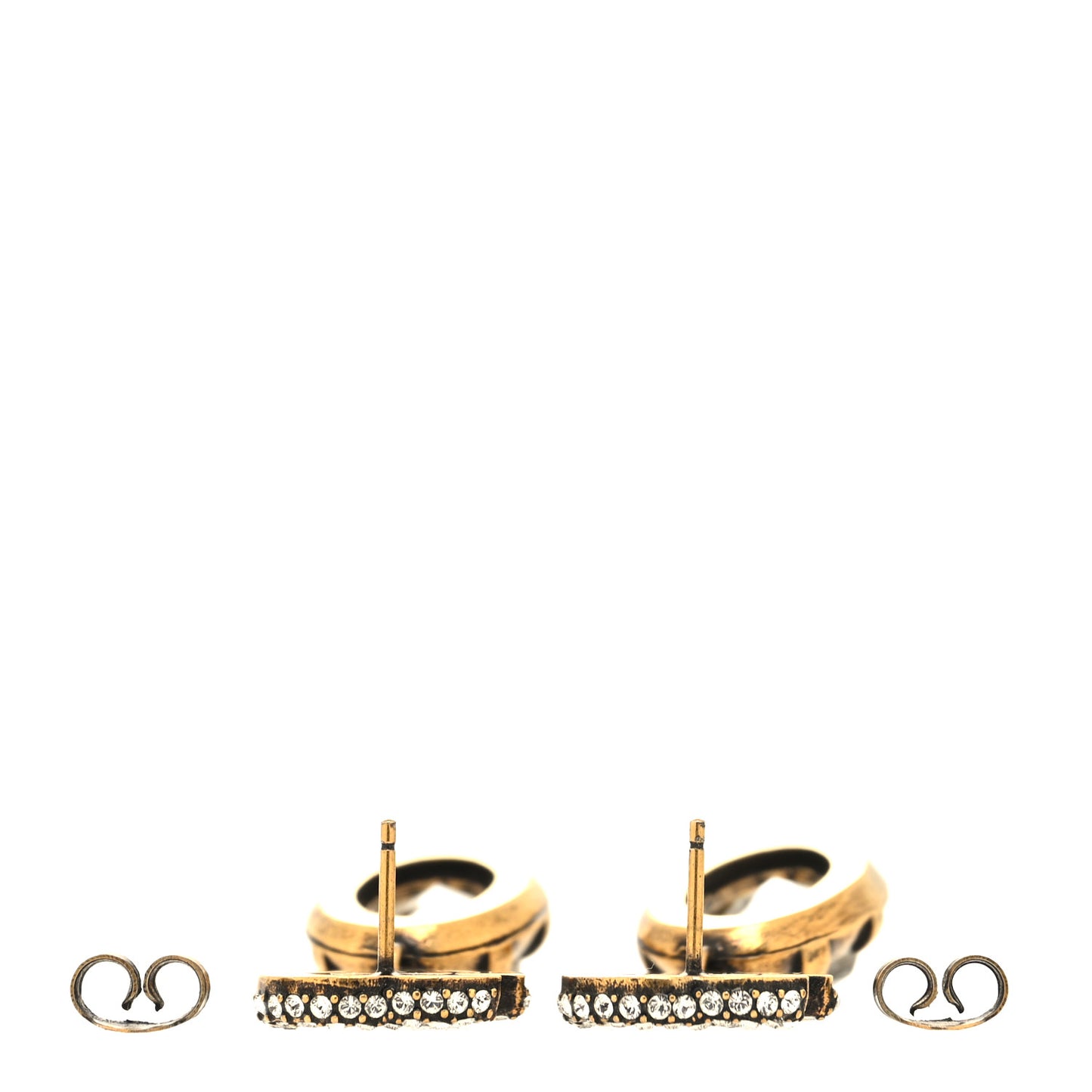Metal Crystal Double G Drop Earrings Aged Gold