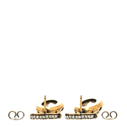 Gucci Metal Crystal Double G Drop Earrings Aged Gold 3 of 4
