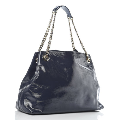 Gucci Patent Medium Soho Chain Shoulder Bag Uniform Blue 3 of 11