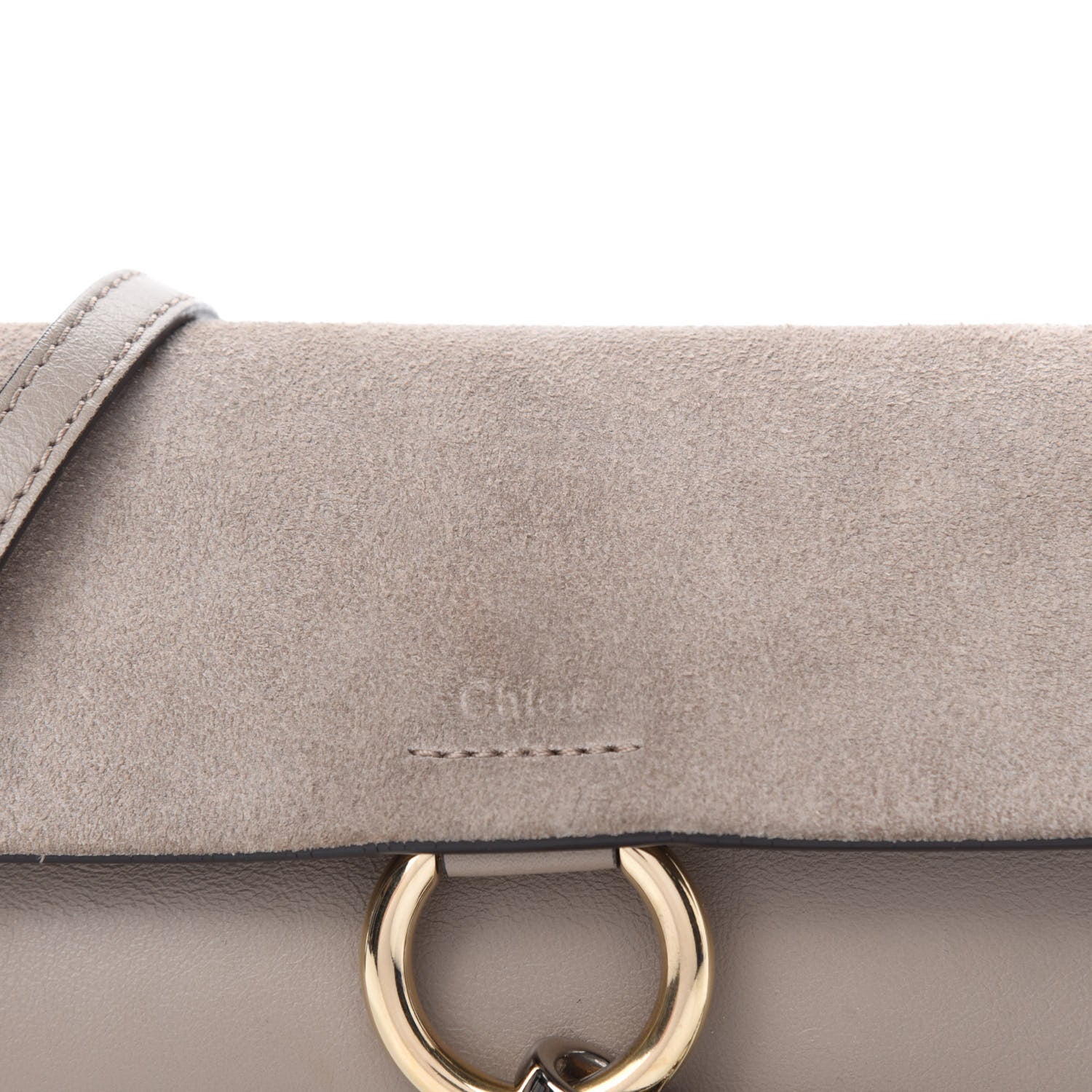 Chloe Suede Calfskin Mini Faye Shoulder Bag Motty Grey 10 of 10