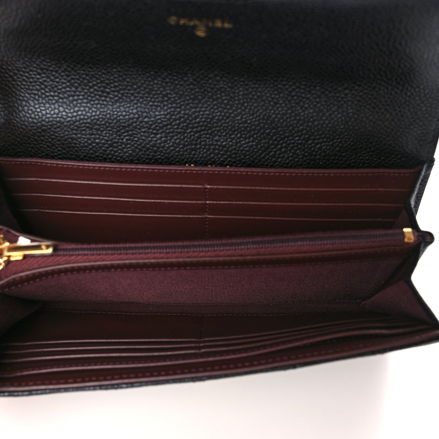 Caviar Quilted Large Gusset Flap Wallet Black