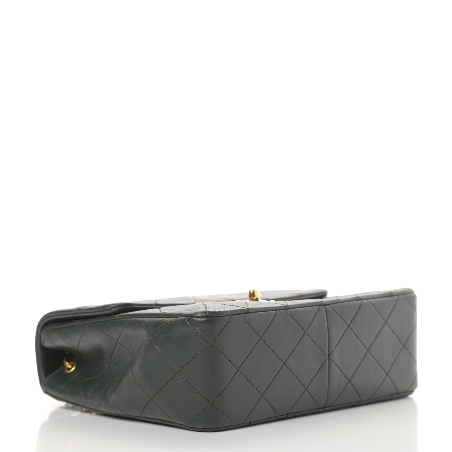 Lambskin Quilted Mini Square Flap Dark Green