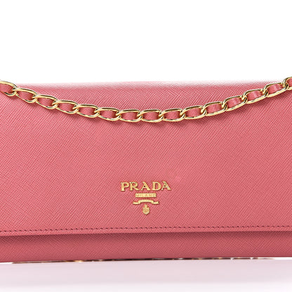 Prada Saffiano Metal Oro Chain Wallet Peonia 10 of 14