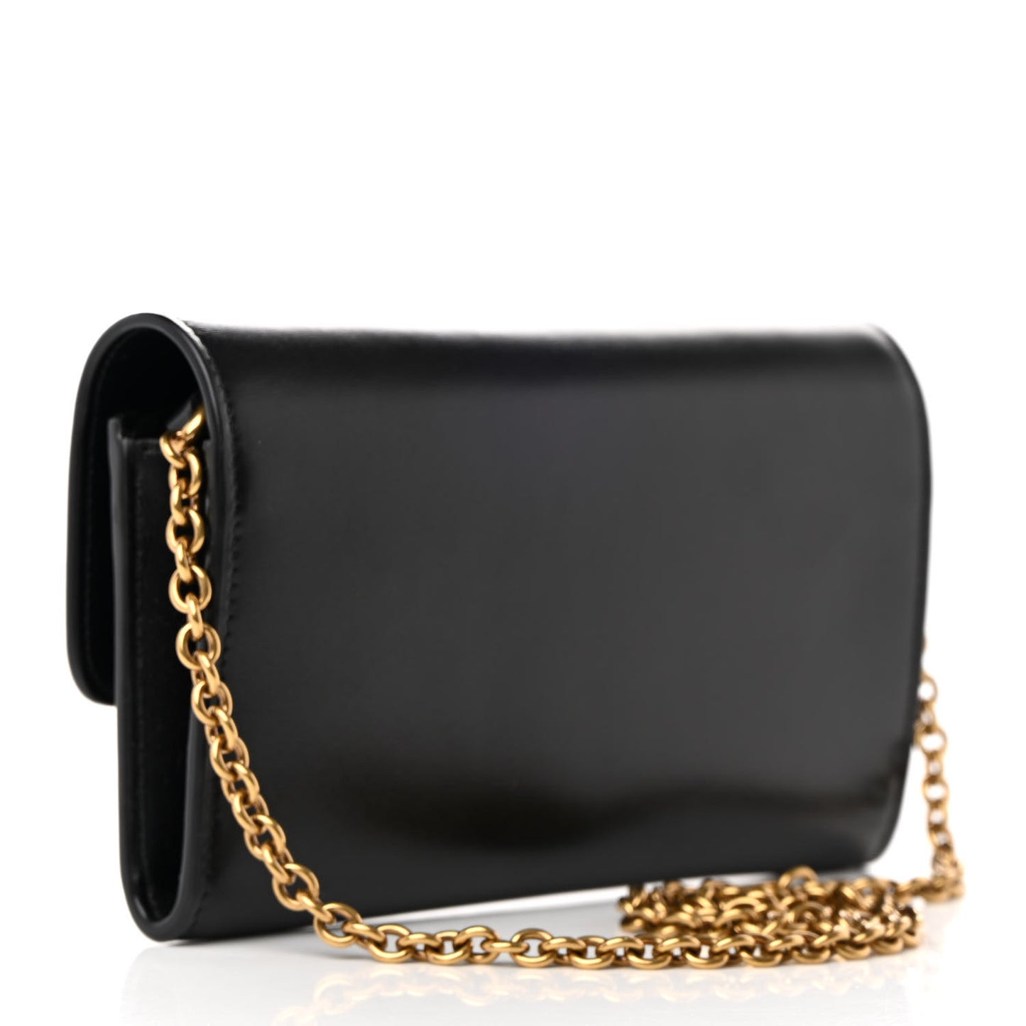 Smooth Calfskin Le Maillon Chain Wallet Black