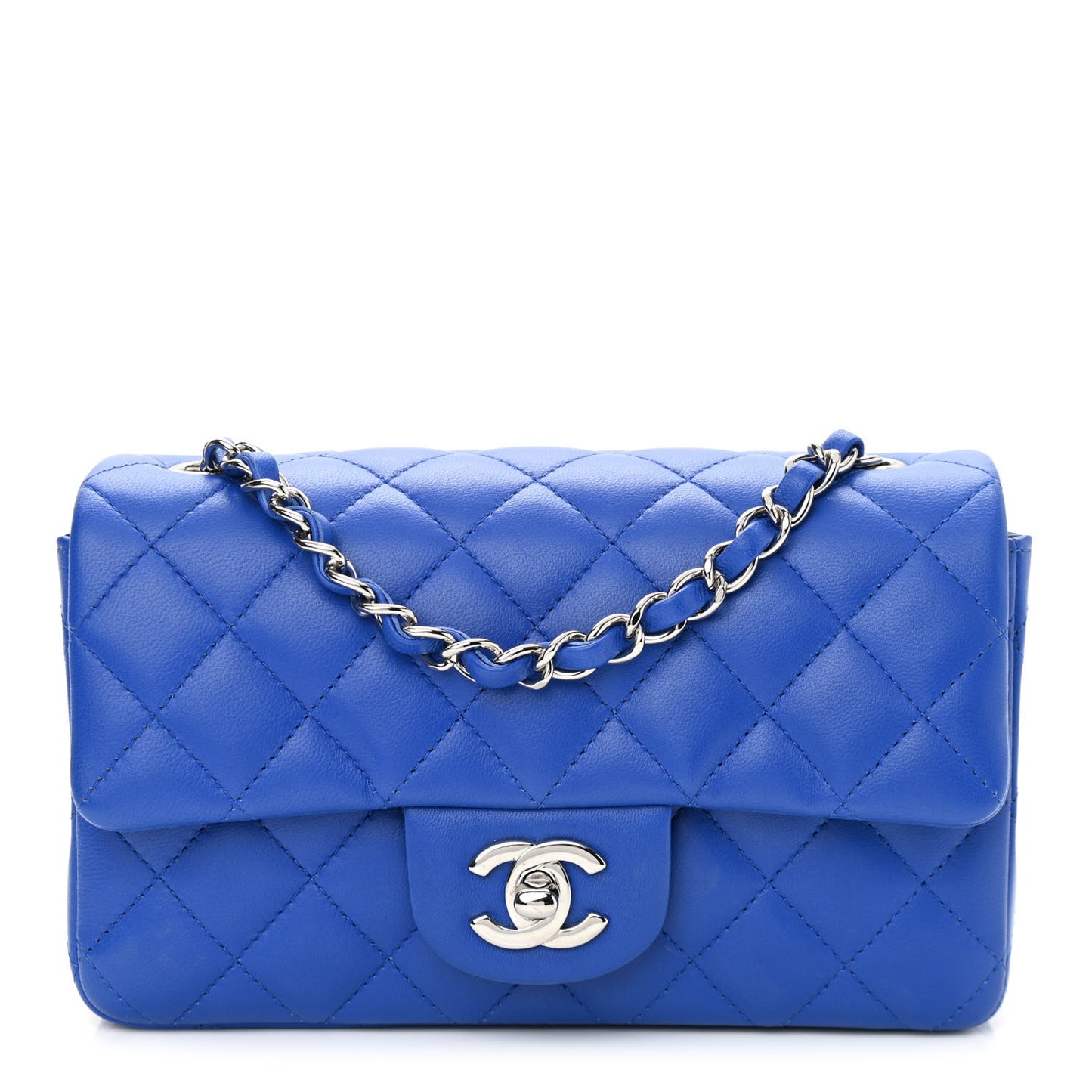 Lambskin Quilted Mini Rectangular Flap Royal Blue