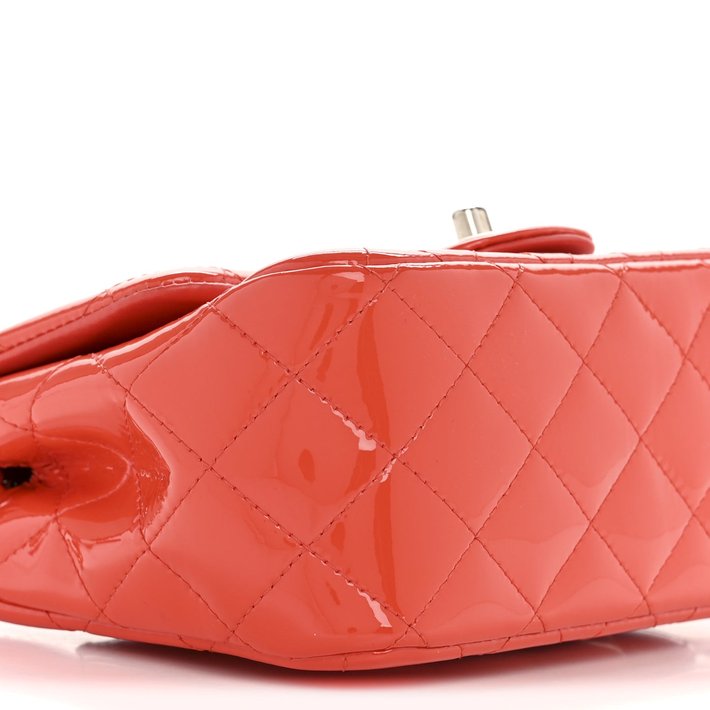 Patent Quilted Mini Square Flap Orange