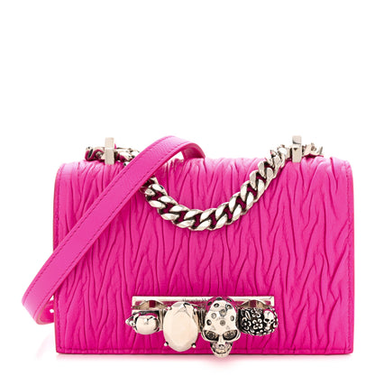 Alexander McQueen Lambskin Pleated Knuckle Shoulder Bag Fuchsia 1 of 10