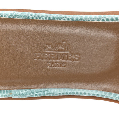 Hermes Lizard Omaha Sandals 38 Turquoise 7 of 7