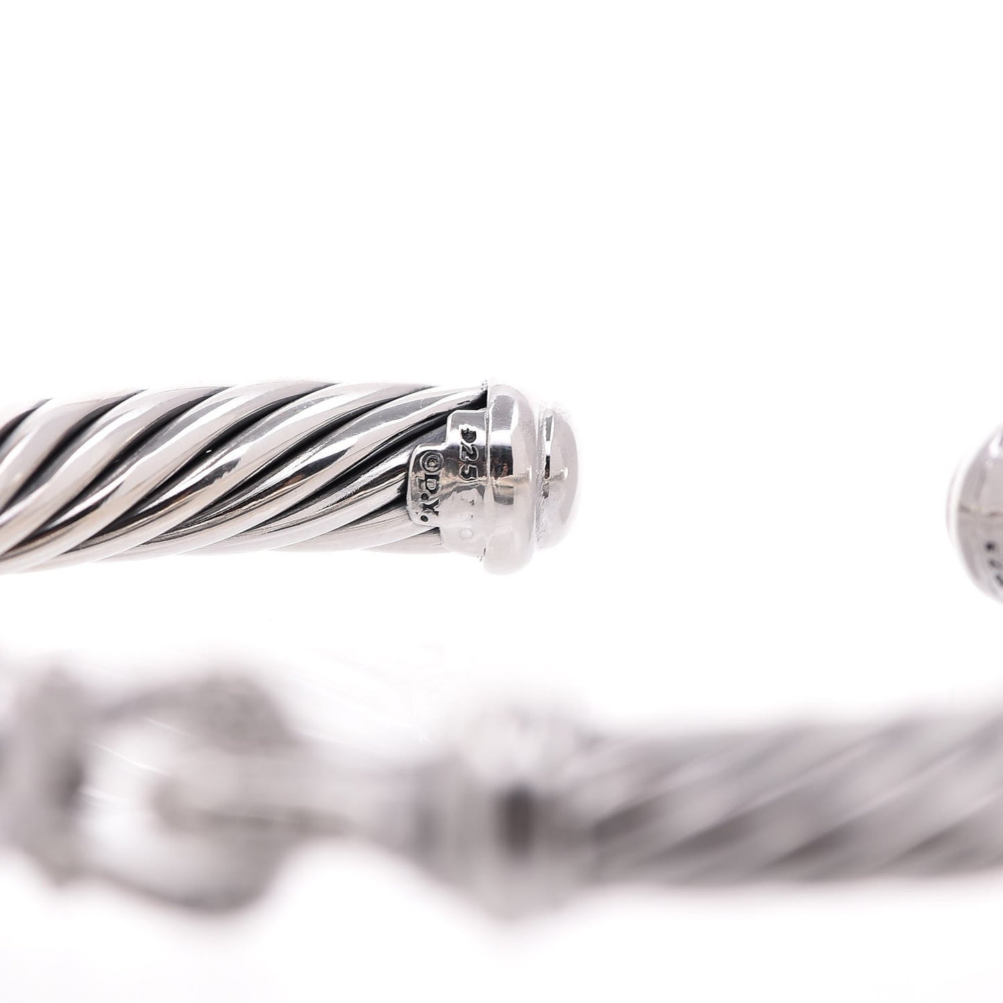 Sterling Silver Diamond 7mm Cable Buckle Cuff Bracelet